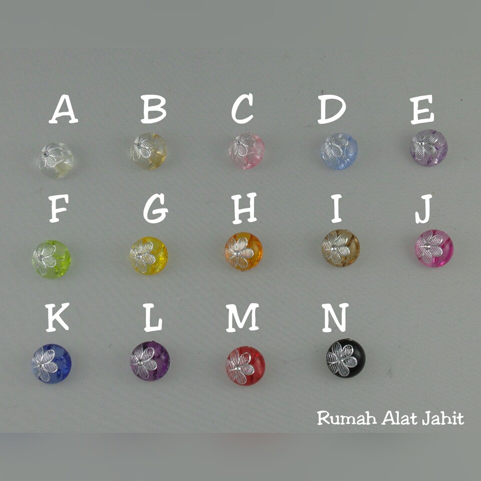 Kancing Akrilik Motif Bunga Bulat 12mm