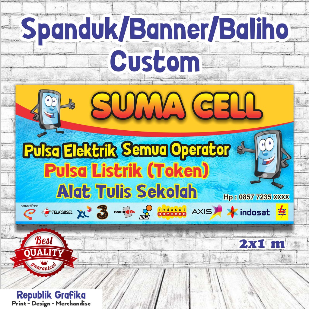 SPANDUK, BALIHO, BANNER CUSTOM - 2X1 M - FLEXY 280 HIGHRES - FREE DESAIN - PRE ORDER