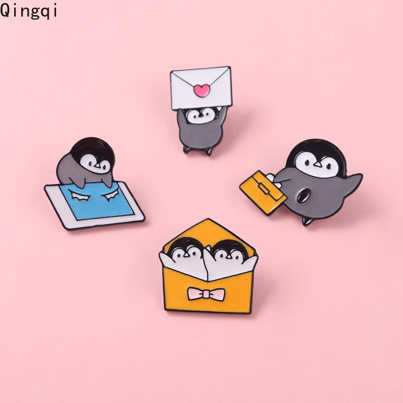 Bros Pin Enamel Desain Kartun Hewan Penguin Amplop Untuk Anak