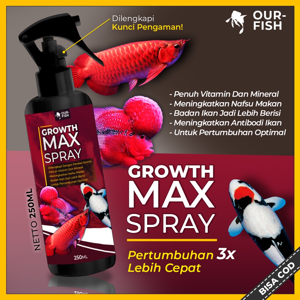 OURFISH - Vitamin Pakan Ikan Hias Pertumbuhan Growth Max Koi Arwana Louhan Koki Goldfish Channa Koukkai