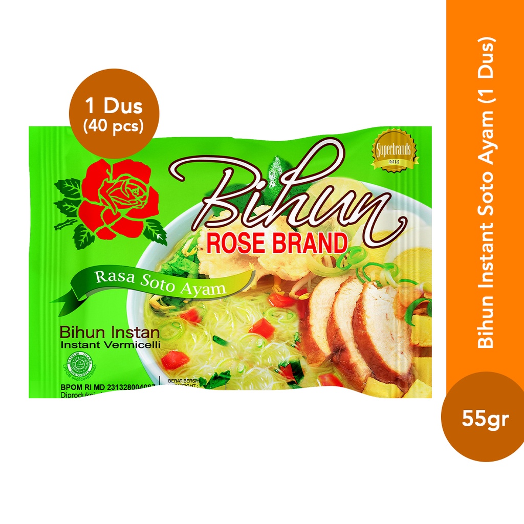 

Bihun Instan Rose Brand Rasa Soto Ayam (40 x 55 gram) - 1 Dus