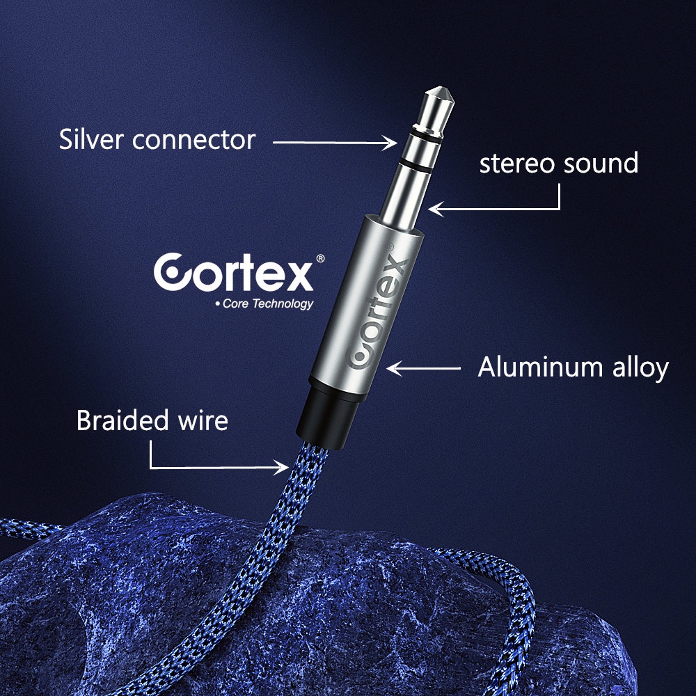 Cortex MH224 Kabel Audio Hifi Aux 3.5mm Jack 3.5mm Lapis Silver Untuk Gitar/Mobil/Headphone 1/2Meter