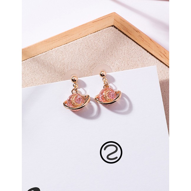 LRC Anting Tusuk Fashion Moon Pattern Decorated Earrings F07286