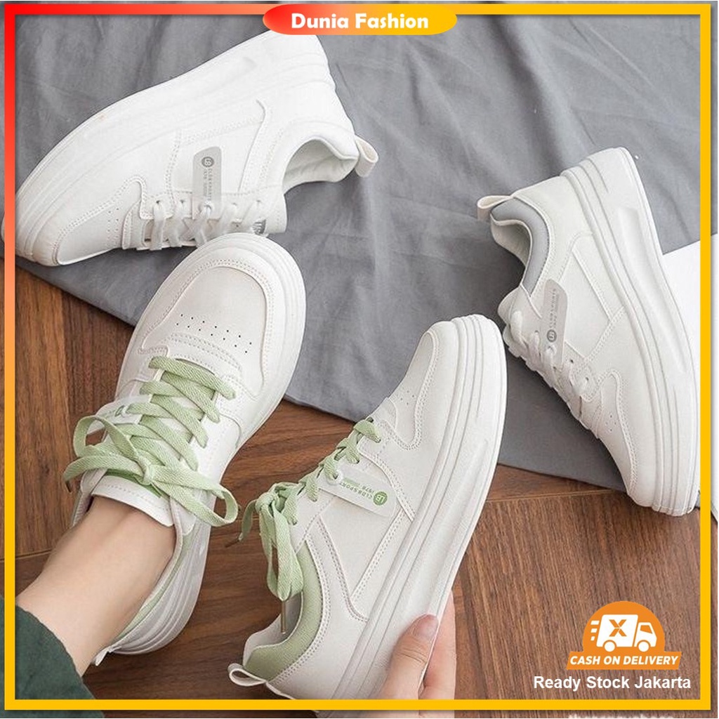 [DUNIA FASHION] Sepatu Sneakers Wanita Putih Casual ala Korea Import DF 608