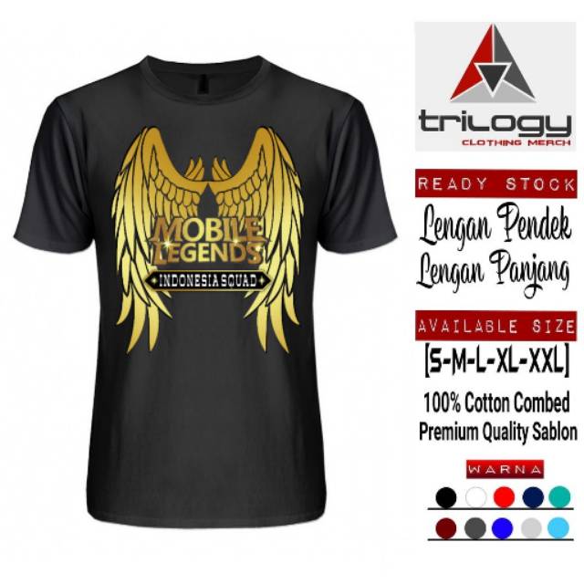 KAOS DISTRO MOBILE LEGEND INDONESIA SQUAD KAOS GAME MOBILE LEGEND SABLON EMAS
