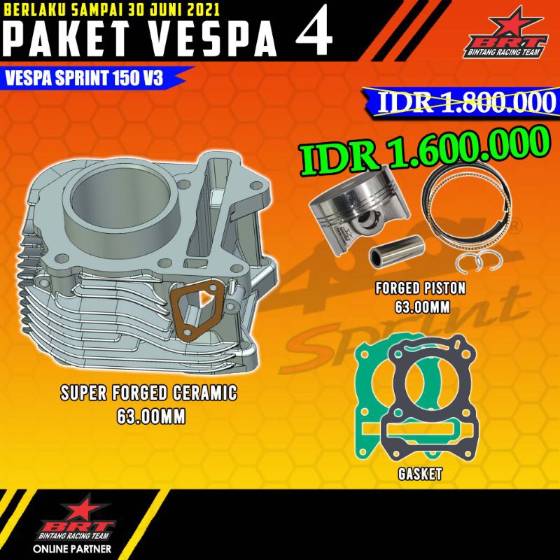 BLOK CERAMIC BRT VESPA SPRINT V3 PISTON 63 MM
