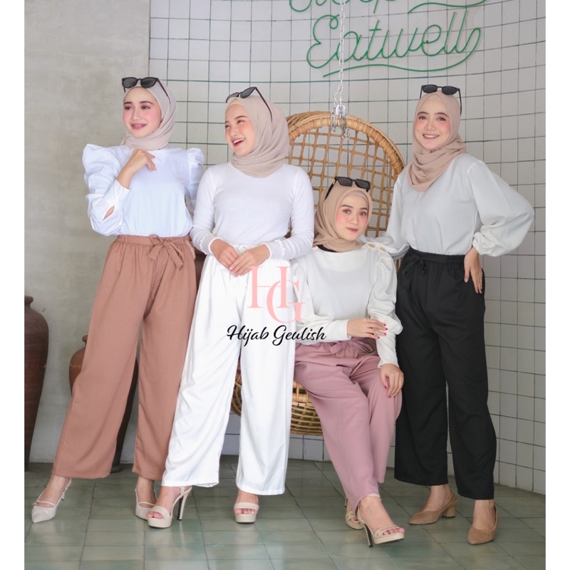 NAOMI KULOT RIBON PANTS / CELANA KULOT RIBON PANTS / CELANA PANJANG / CELANA KULOT BELLACREPE