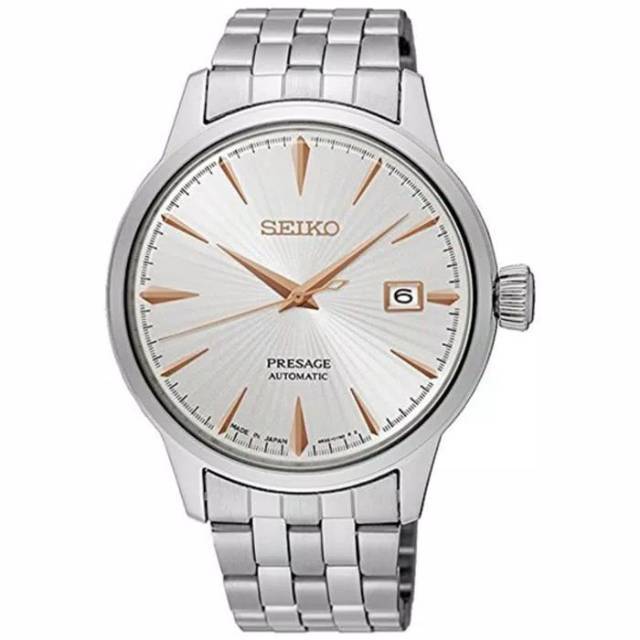 Jam Tangan Pria Seiko Presage Cocktail SRPB47J1 Automatic Silver Texture Dial Made in Japan