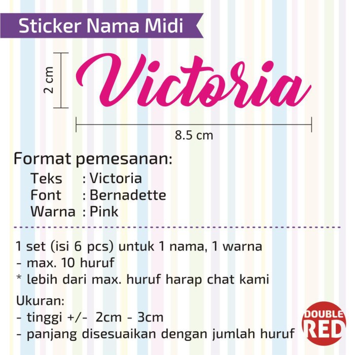 

PEREKAT-PENGIKAT- STICKER NAMA WATERPROOF / LABEL NAMA TINGGI 2CM -PENGIKAT-PEREKAT.