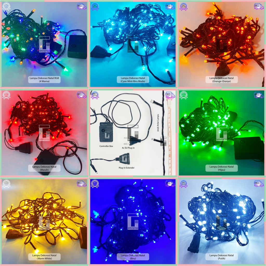 Lampu Led Tumblr Tumbler Hias Dekorasi Dekor Tema Pohon Natal Christmas Xmas Tree Decorations Decoration Decor String Warna Warm White Kuning Lamp 100 Led Kabel Hitam Hijau 10 Meter Murah Cafe Taman Pelaminan Wedding Kelap Kelip Kedap Kedip Indoor Outdoor