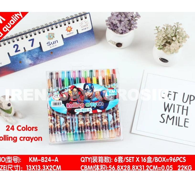 

[KODE GISY7] IRENAJAYAGROSIR - ROLLING CRAYON KRAYON DENGAN 24 WARNA PENDEK KMB24