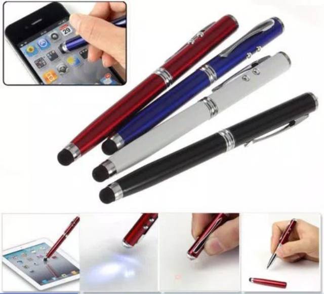 STYLUS PEN 4 IN 1 UNIVERSAL - PULPEN STYLUS SENTER LASER POINTER