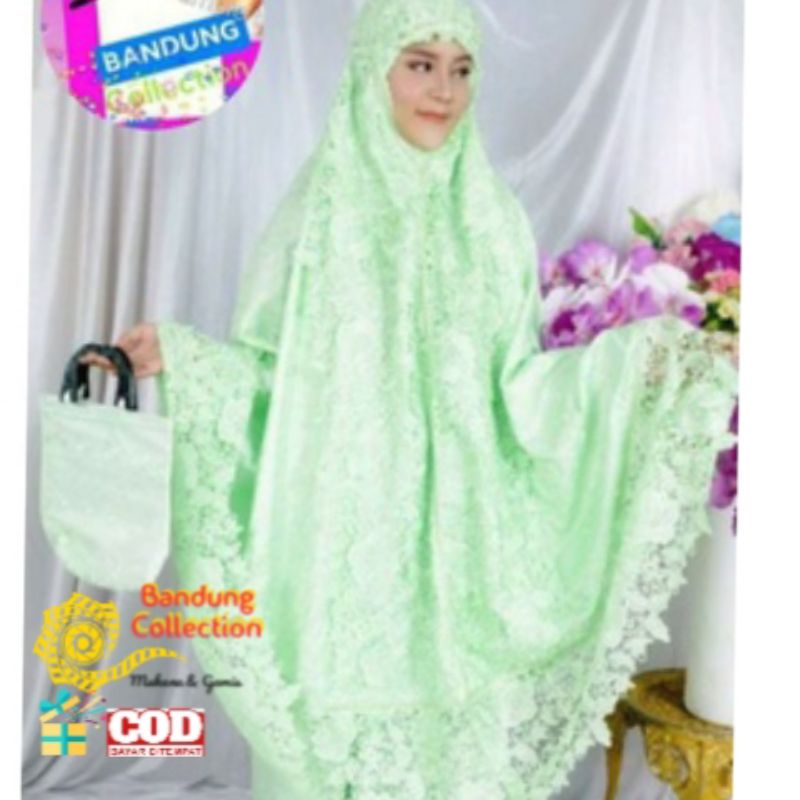 Mukena Prada Paris Swarovski Mutiara Full Renda Besar Tawon Bahan Adem Tebal Mewah Mukena Dewasa Muk