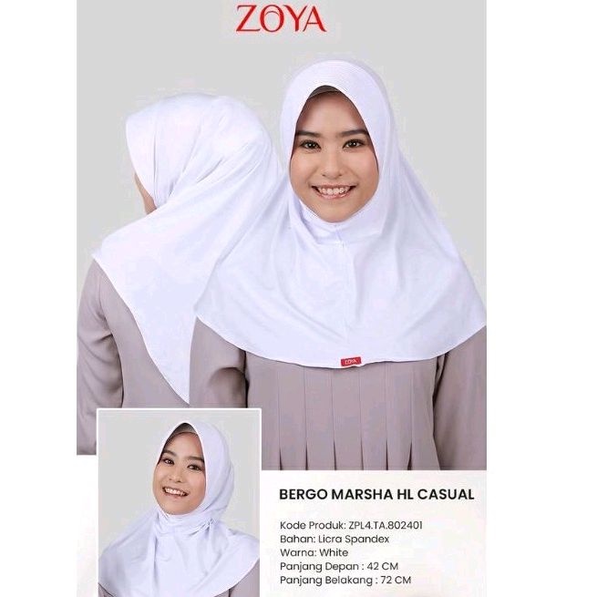 Bergo ORI dari ZOYA Marsha HL casual ready warna basic hitam putih abu navy