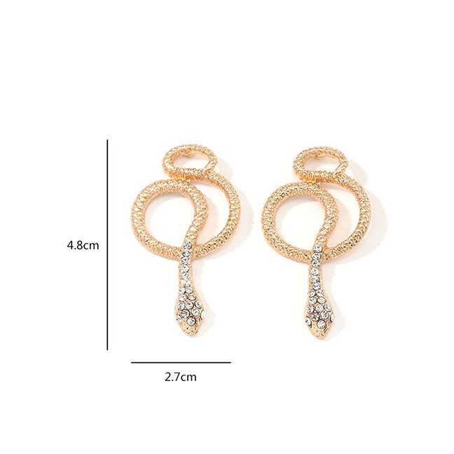 LRC Anting Tusuk Fashion Rose Gold Cobra Earrings With Metal And Diamonds D63060