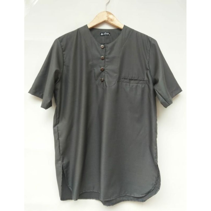 Baju Koko Pakistan Toyobo Pria Lengan Pendek, kurta polos modern casual terbaru-7