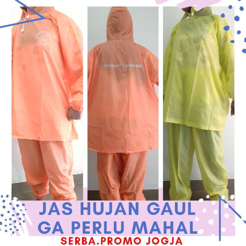 Setelan Jas Hujan Jaket Hoodie Celana Midi Elephant Brand Murah