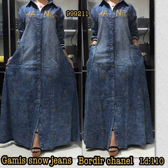 Gamis snow jeans bordir chanel