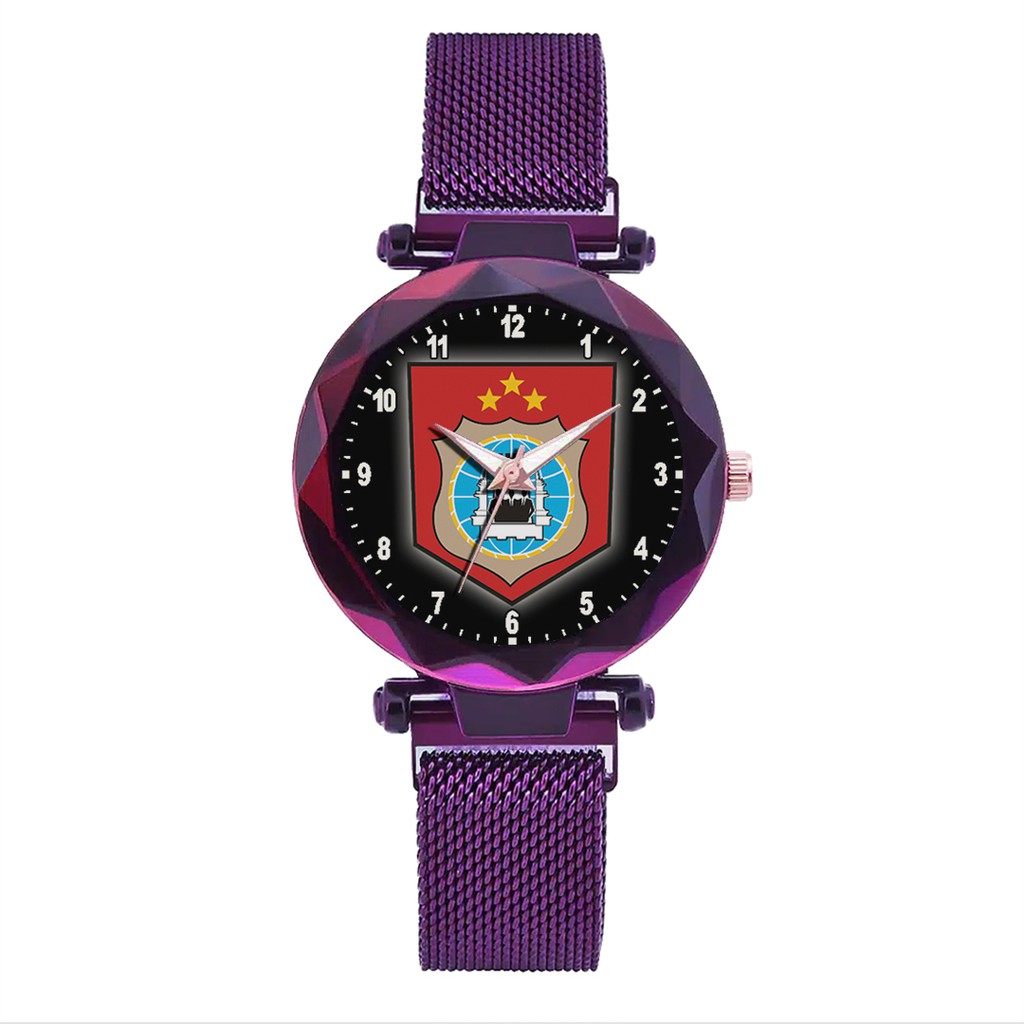 Jam Tangan Wanita Custom - LOGO POLRI… Free Box &amp; Batre Cadangan