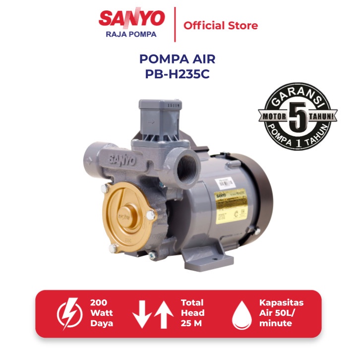 SANYO PB-H235C / PBH235C Mesin Pompa Pendorong Air Otomatis - Booster Pump