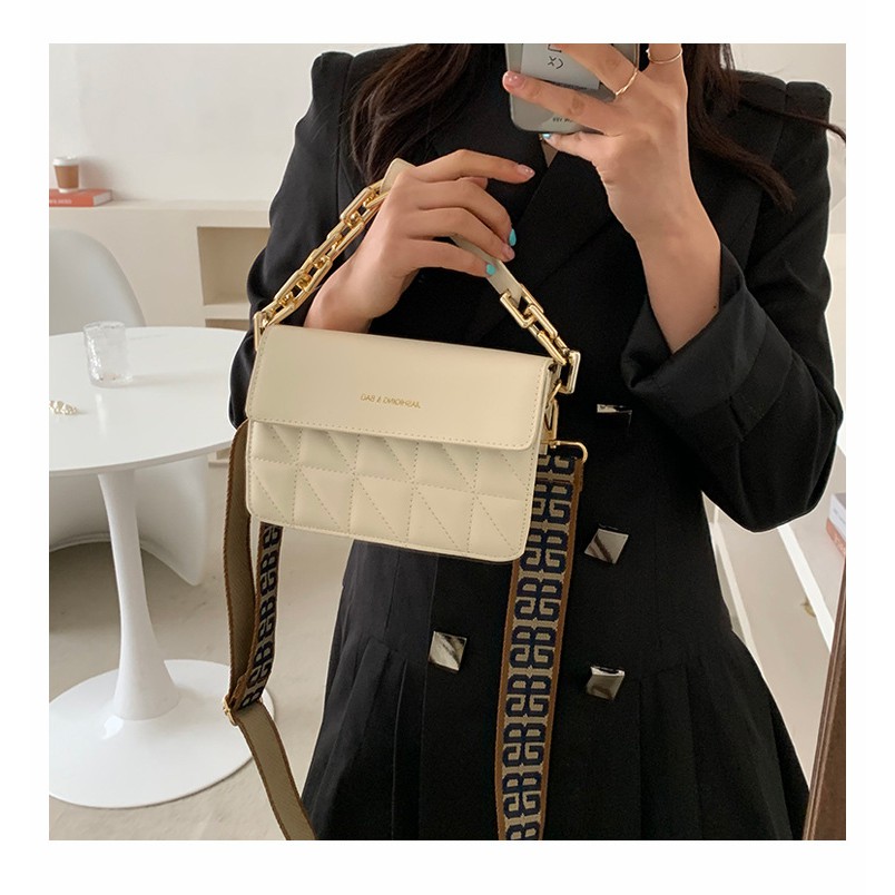 Tas Slempang Fashion Wanita Bahan Kulit Sintetis 2 Tali Croco Rantai Style Korea Tas Selempang Wanita High Quality Import Kulit PU Tas Selempang Wanita Tas Wanita Tenteng Tas Wanita Kekinian Bahan Kulit PU COD Azgalery T219