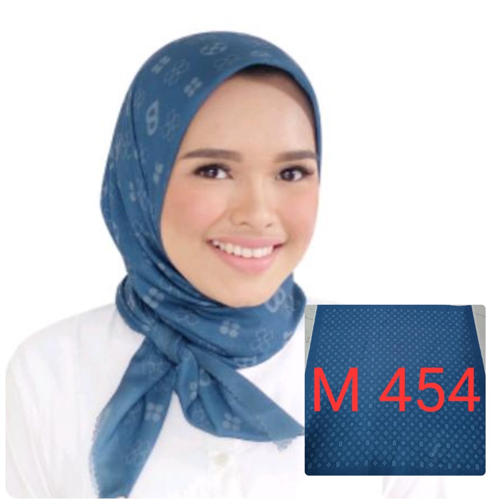BESTSELLER Hijab Segiempat Voal Motif Printing Lasercut Kerudung Motif Square Grosir Jilbab Murah NN hijab-Mono Blue