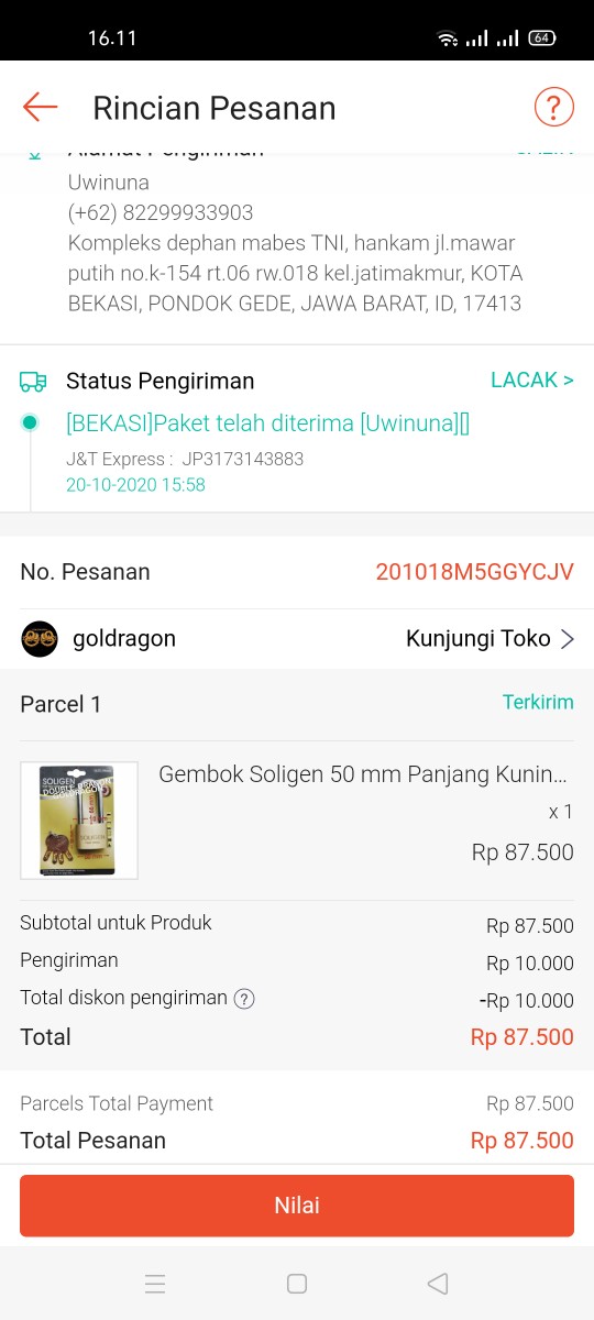 Gembok Soligen 50 Mm Panjang Kuningan Computer Key