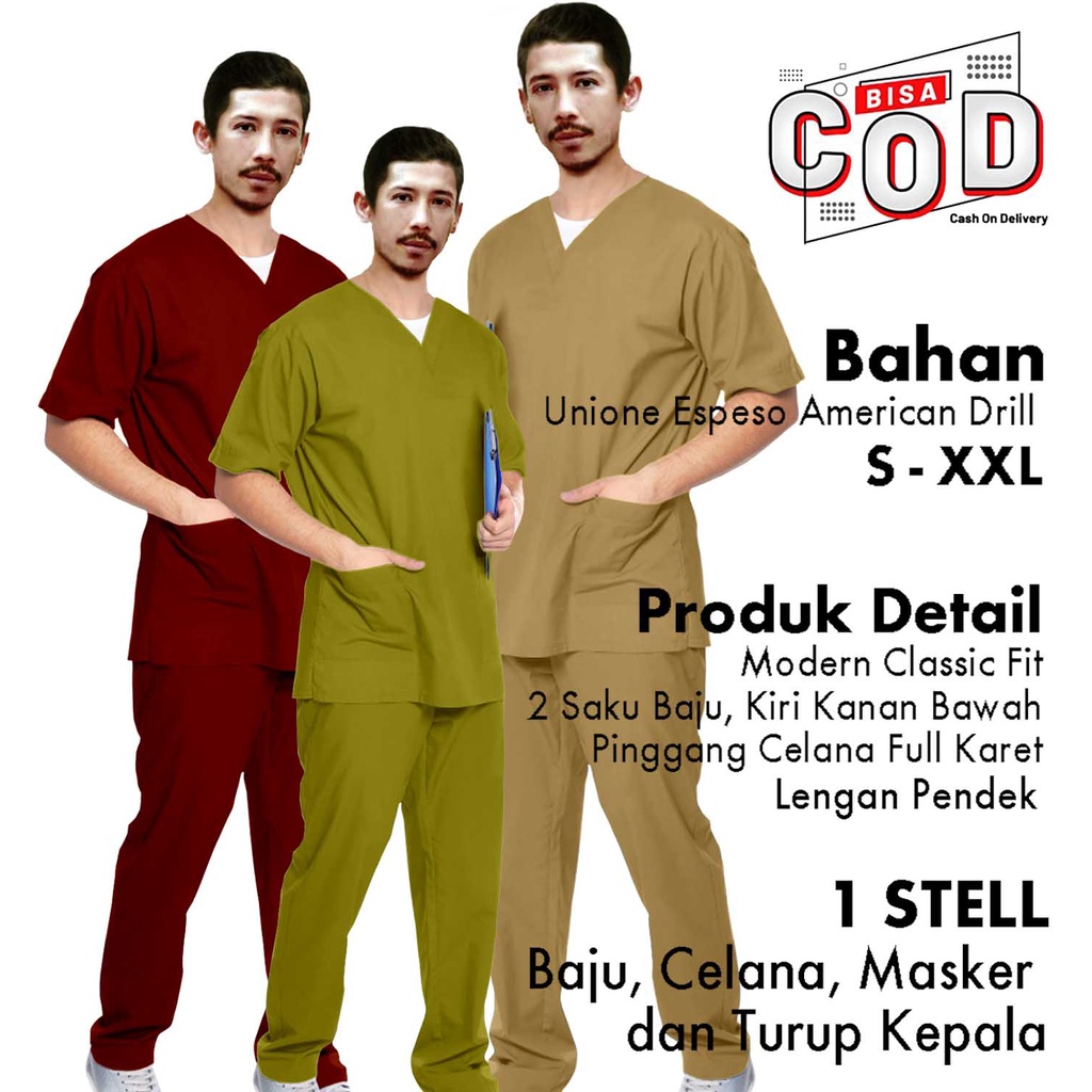 Setelan Baju ok lengan pendek Unisex | American Drill | Baju Jaga | Baju Dinas | Baju ok terbaru | Baju Ok Murah | Baju Ok Termurah | Baju Ok Terlaris | Scrub Medis | Scrubs Medical | Doctors Scrub | Baju Perawat | Scrubs Medis