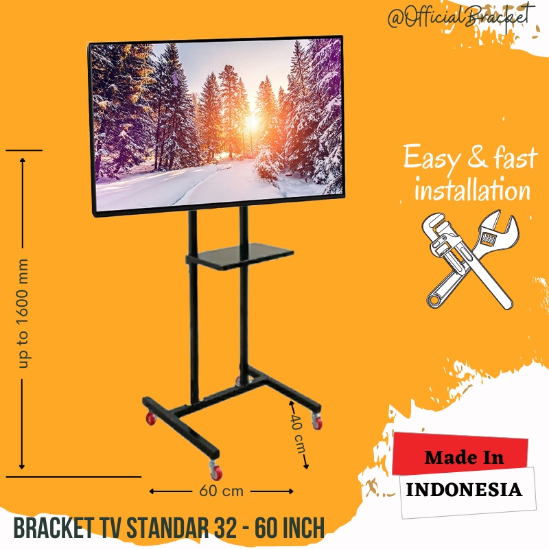 Bracket Braket Breket Standing TV 60 65 55 50 49 43 42 40 Inch Full Motions Universal LED LCD Plasma Garansi