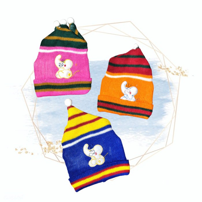 Topi Bayi Bahan Rajutan | Topi Bayi Lucu | Topi Pom Pom