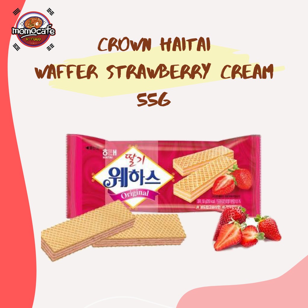 

Crown Haitai Waffer Strawberry 56g - Stroberi wafer Made In Korea