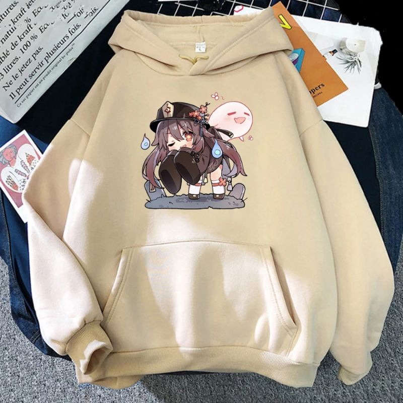 HOODIE ANIME JEPANG pupuler Hu Tao Genshin impact Lucu Unisex Pria Wanita
