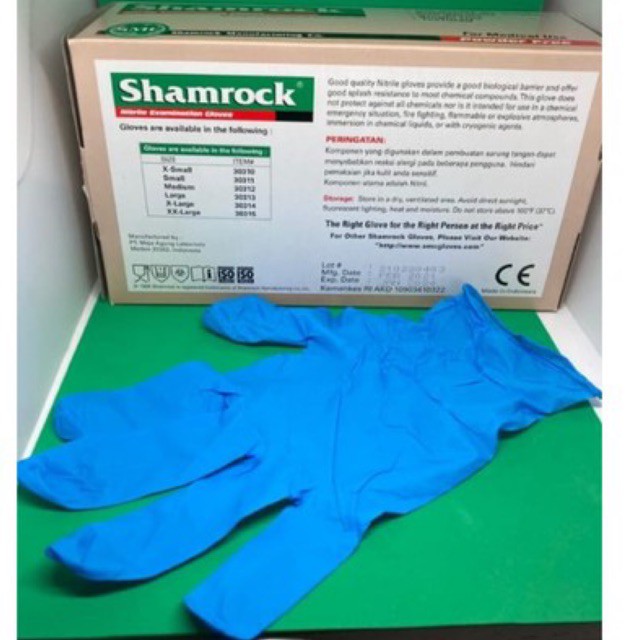 Shamrock Nitrile Glove per box isi 100 termurah