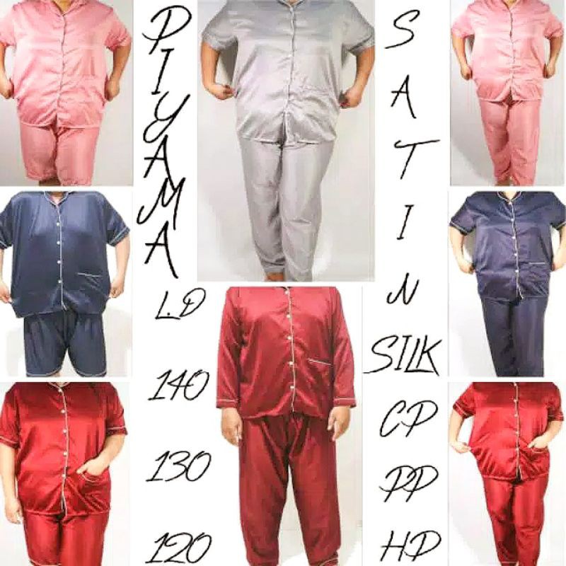 PIYAMA JUMBO/SATIN POLOS/BAJU TIDUR SET LD 120 130 140