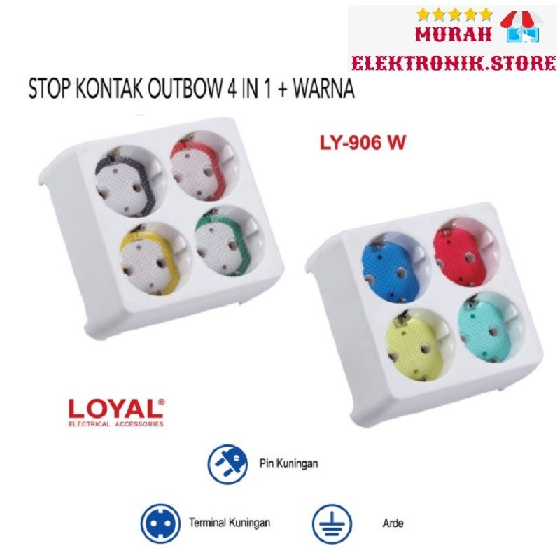 STOP KONTAK ARDE OB 4 IN 1 LUBANG WARNA LY-906 W LOYAL STEKER COLOKAN SOCKET