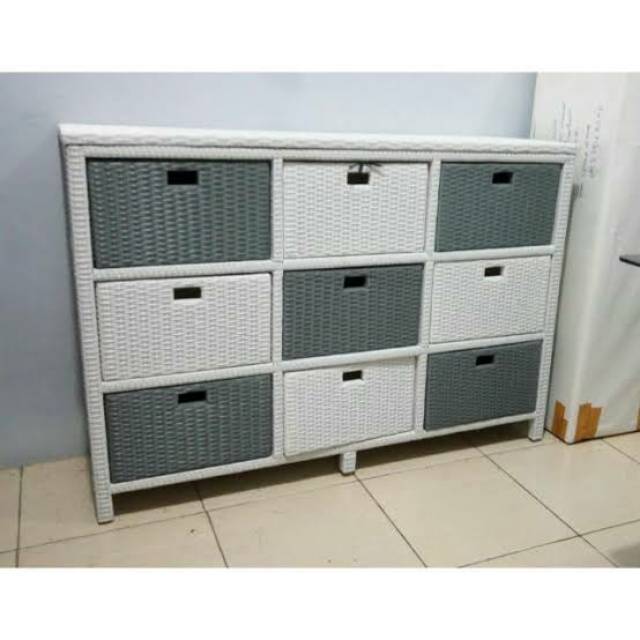 Lemari rotan sintetis laci 9