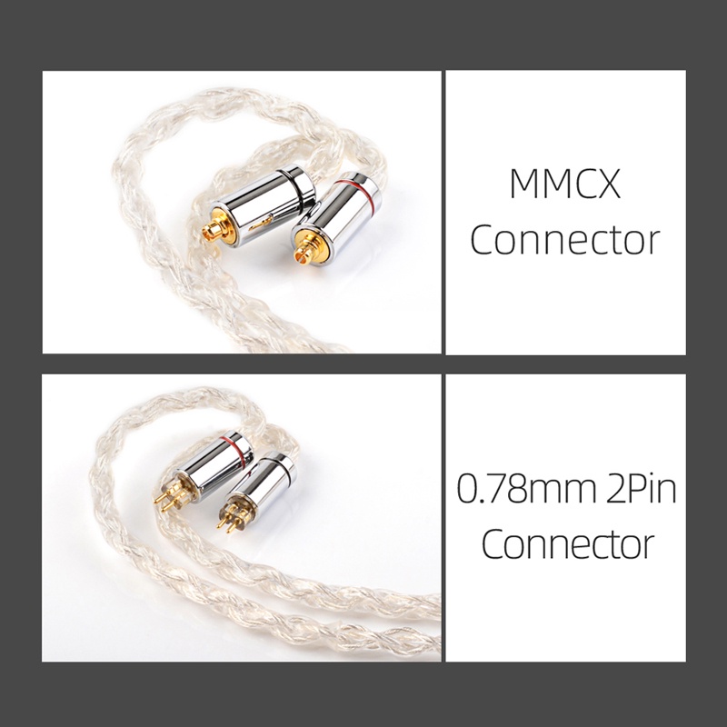 Nicehck Kabel Earbud SilverSE 8 Strand 5N OCC HIFI 3.5 / 2.5 / 4.4mm MMCX / 0.78mm 2Pin Untuk IEM Youth YUME