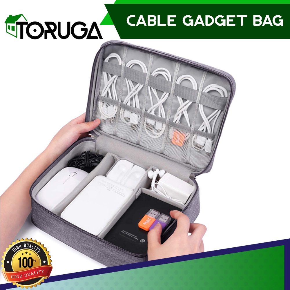 TRAVEL POUCH ORGANIZER CABLE GADGET BAG TAS KABEL CHARGER USB HP IPAD