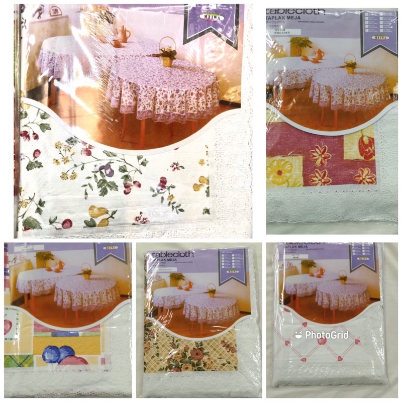 Taplak meja makan plastik/VinylMotif MEIWA  Bulat/Segi/Oval