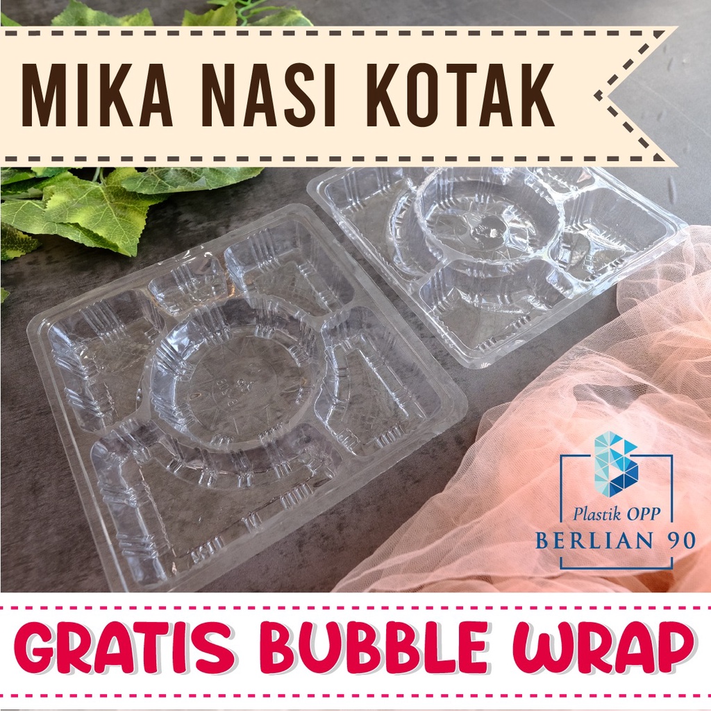 ( isi 100 ) Mika nasi besek catering Plastik ukuran 18 x 18 cm Tebal / Mika kotak makanan besar / bo