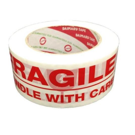 

Lakban Isolasi FRAGILE JANGAN DIBANTING PUTIH 48mm / 90Yard ASLI!! DAIMARU GR