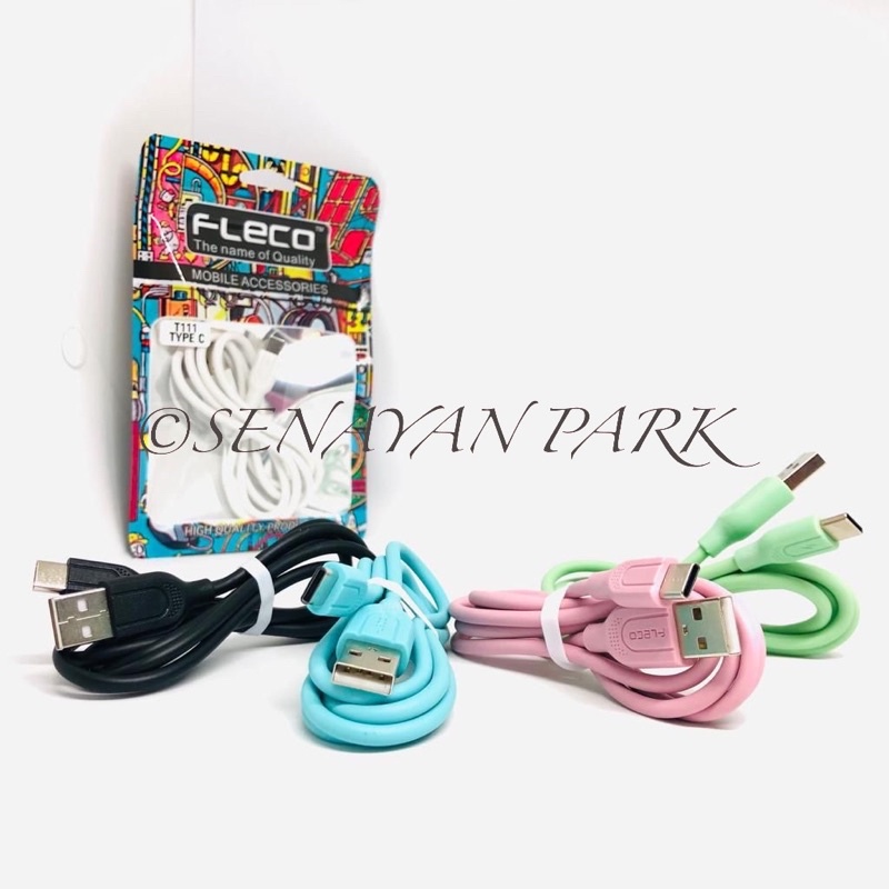 KABEL CHARGER FLECO T-111 MICRO IPHONE TYPE C KABEL DATA MACARON FLECO T-111 PACKING PLASTIK