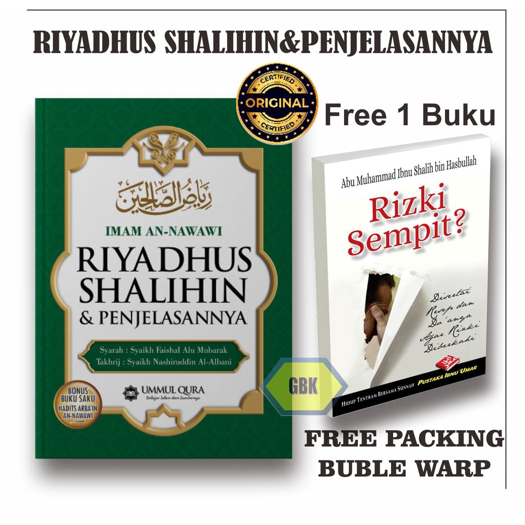 Riyadhus Shalihin dan Penjelasannya ORIGINAL - UQ (Free 1 Buku Rizki Sempit?)