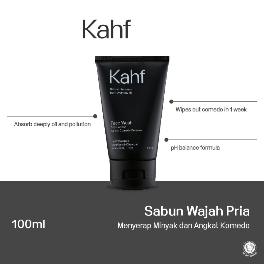 ★ BB ★ Kahf Triple Action Oil and Comedo Defense Face Wash 100 ml - Sabun Wajah Pria