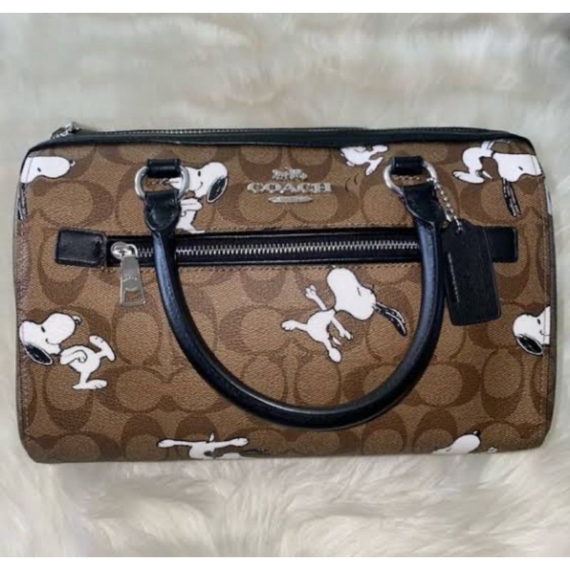 Coach X Peanuts Rowan Satchel In Signature Canvas With Snoopy Print(C4118)