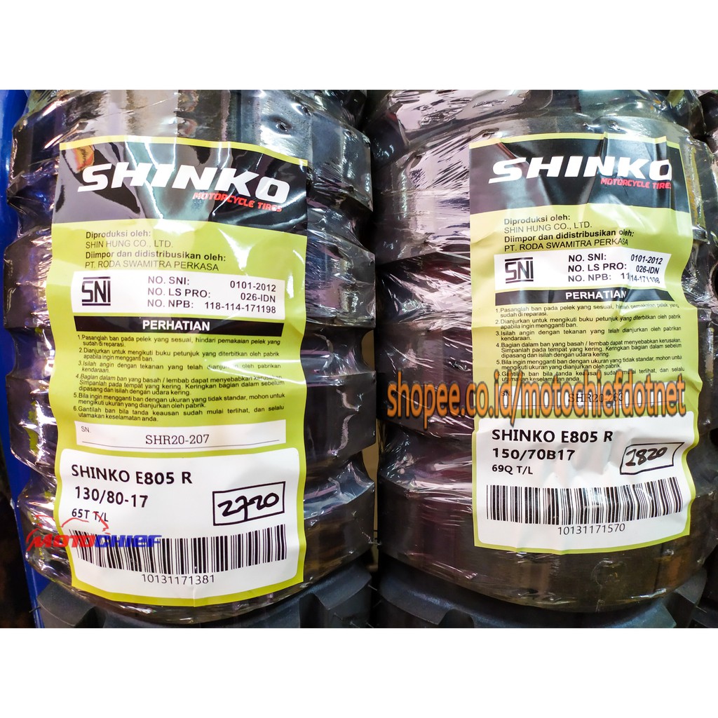 Ban Shinko E805 130/80 - 17 & 150/70 - 17 Big Block