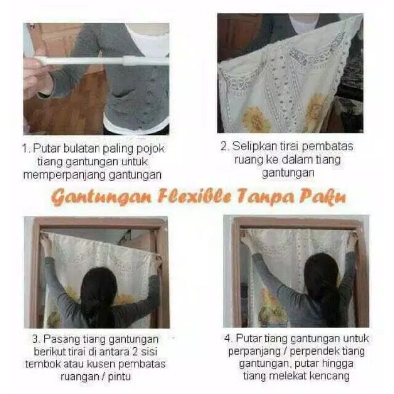 tiang tirai fleksibel / tiang tirai pintu 80-150cm/ tiang kamar mandi/ tongkat kamar mandi/ tongkat horden/ tongkat gorden/ tongkat kolong dapur/ tongkat fleksibel/ tongkat tirai/ tongkat ajaib/ pipa ajaib/ tiang tirai/ tongkat pipa / tiang tanpa paku