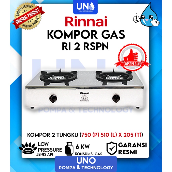 Rinnai Kompor Gas Commercial Komersial 2 Tungku RI 2 RSPN / RI-2 RSPN / RI2RSPN (EKSPEDISI)
