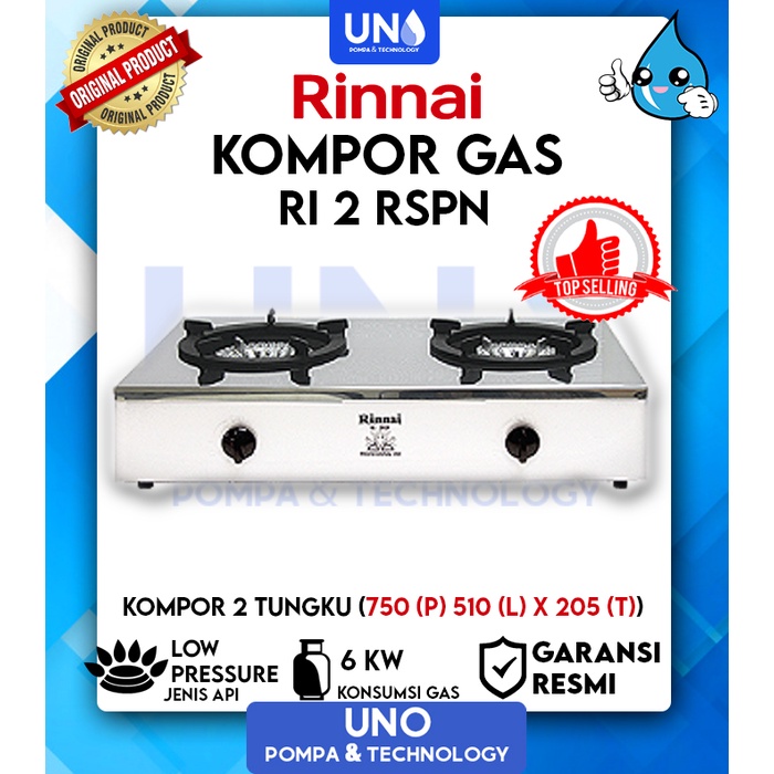 Rinnai Kompor Gas Commercial Komersial 2 Tungku RI 2 RSPN / RI-2 RSPN / RI2RSPN (EKSPEDISI)