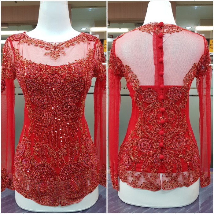 Kebaya sabrina payet Merah